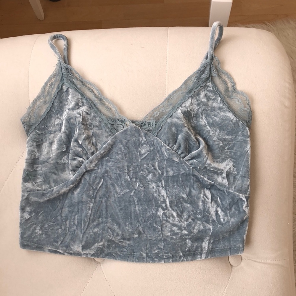 Blue velvet crop top